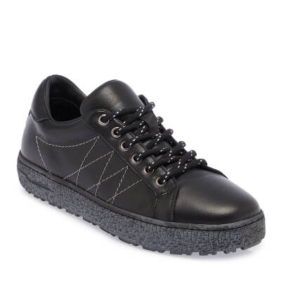  Siyah Deri Kadın Sneaker - K23S1AY67046-C59 - 1