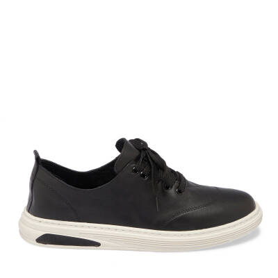 Siyah Deri Kadın Sneaker - K24I1AY67093-A23 - 3
