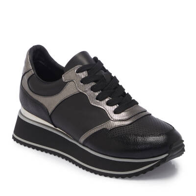 Siyah Deri Kadın Sneaker - K24I1AY67119-A23 - 1