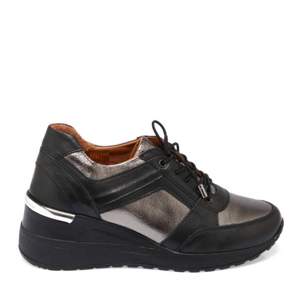 Siyah Hakiki Deri Kadın Sneaker - K24I1AY67144-A23 - 1
