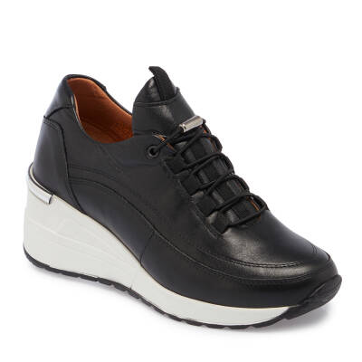  Siyah Deri Kadın Sneaker - K24I1AY67145-A23 - 1