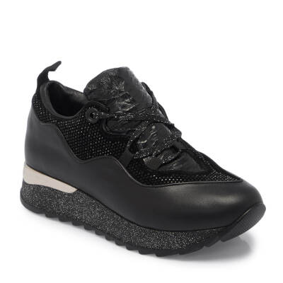  Siyah Deri Kadın Sneaker - K24I1AY67195-A23 