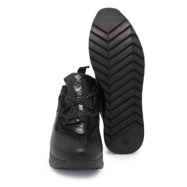 Siyah Deri Kadın Sneaker - K24I1AY67195-A23 - 4