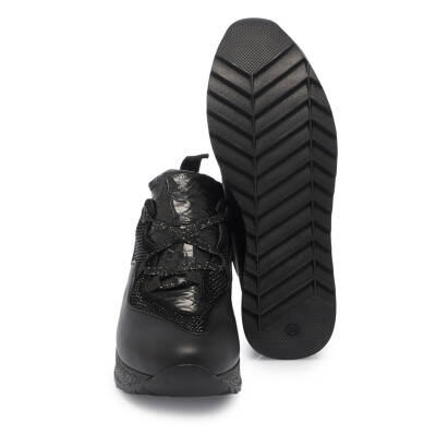  Siyah Deri Kadın Sneaker - K24I1AY67195-A23 - 4