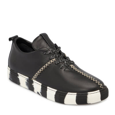 Siyah Deri Kadın Sneaker - K24I1AY67197-A23 - 1