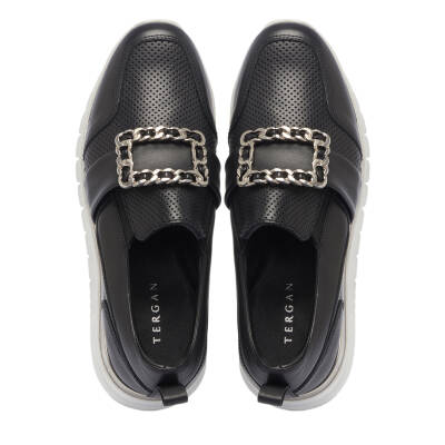  Siyah Deri Kadın Sneaker - K24I1AY67316-A23 - 5