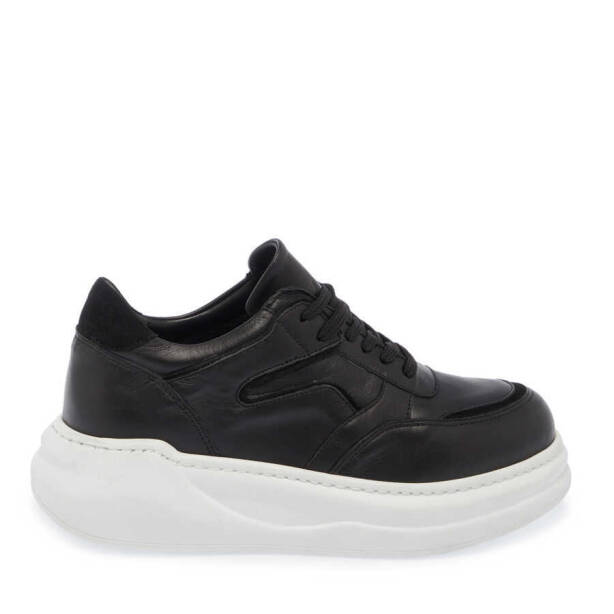 Siyah Deri Kadın Sneaker - K24I1AY67336-A23 - 3