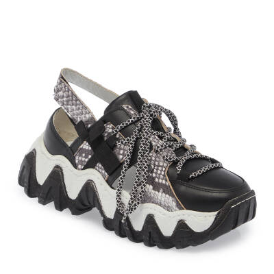  Siyah Deri Kadın Sneaker - K24I1AY67341-A23 