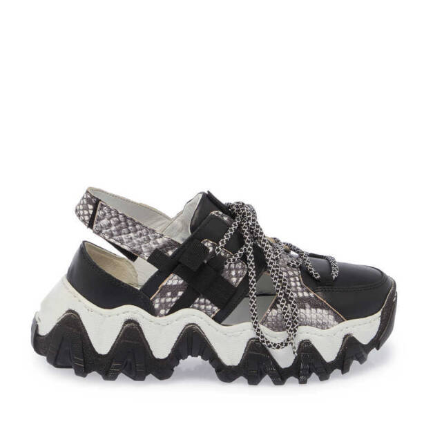 Siyah Deri Kadın Sneaker - K24I1AY67341-A23 - 3