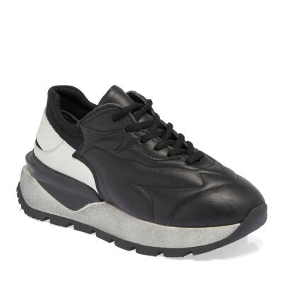  Siyah Deri Kadın Sneaker - K24I1AY67389-A23 