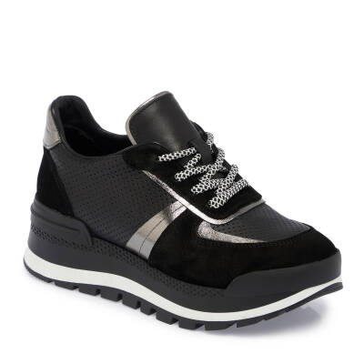  Siyah Deri Kadın Sneaker - K24S1AY67521-A23 