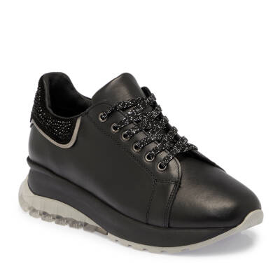 Siyah Deri Kadın Sneaker - K24S1AY67534-A23 - 1