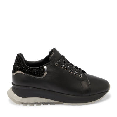 Siyah Deri Kadın Sneaker - K24S1AY67534-A23 - 3