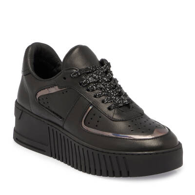 Siyah Deri Kadın Sneaker - K24S1AY67535-A23 - 1