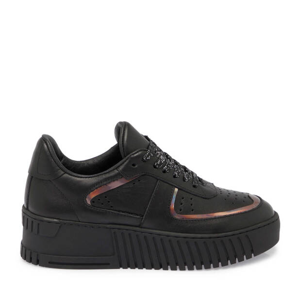 Siyah Deri Kadın Sneaker - K24S1AY67535-A23 - 3
