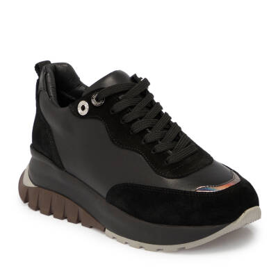 Siyah Deri Kadın Sneaker - K24S1AY67537-A23 