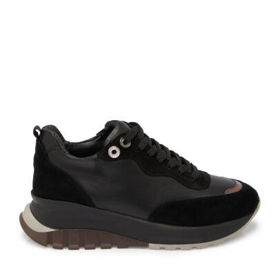 Siyah Deri Kadın Sneaker - K24S1AY67537-A23 - 3