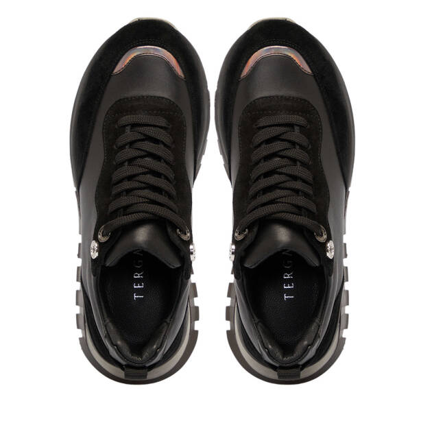 Siyah Deri Kadın Sneaker - K24S1AY67537-A23 - 5