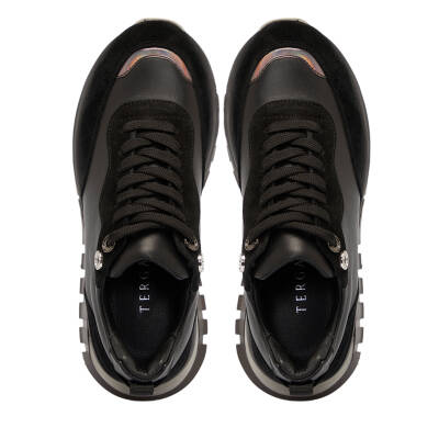 Siyah Deri Kadın Sneaker - K24S1AY67537-A23 - 5