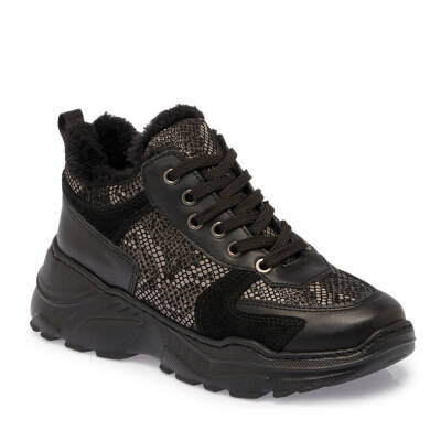 Siyah Deri Kadın Sneaker - K24S1AY67538-A23 