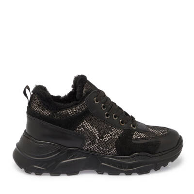 Siyah Deri Kadın Sneaker - K24S1AY67538-A23 - 3