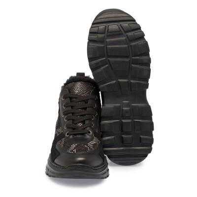 Siyah Deri Kadın Sneaker - K24S1AY67538-A23 - 4