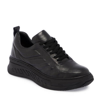 Siyah Deri Kadın Sneaker - K24S1AY67552-A23 - 1