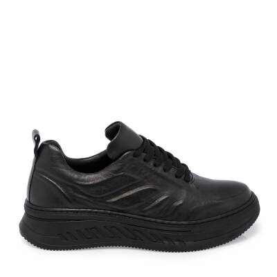 Siyah Deri Kadın Sneaker - K24S1AY67552-A23 - 3
