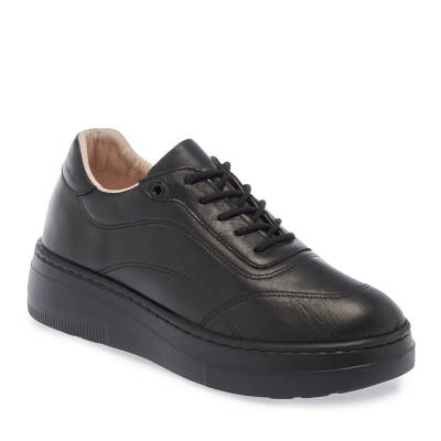 Siyah Deri Kadın Sneaker - K24S1AY67554-A23 