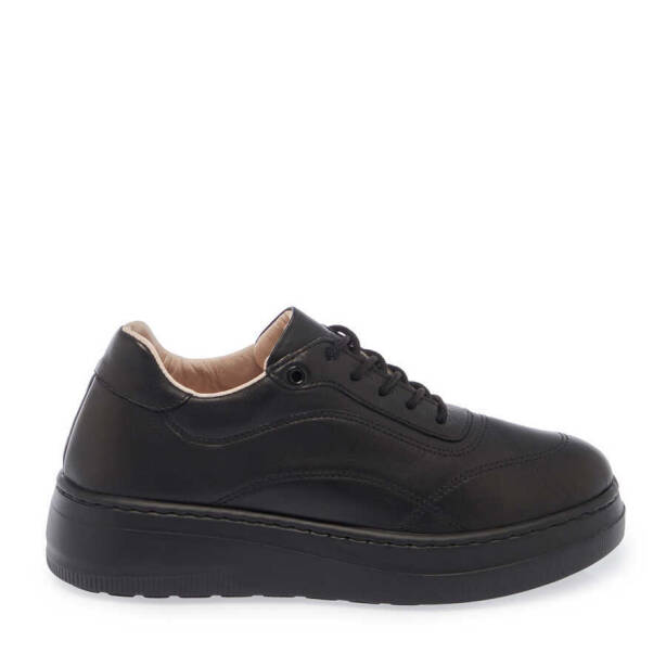 Siyah Deri Kadın Sneaker - K24S1AY67554-A23 - 3