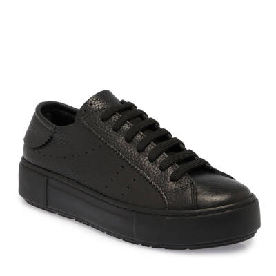 Siyah Deri Kadın Sneaker - K24S1AY67575-A41 - 1