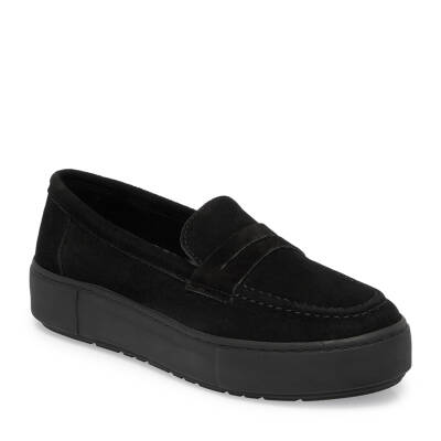  Siyah Süet Deri Kadın Loafer - K24S1AY67576-A01 