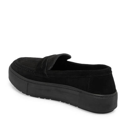  Siyah Süet Deri Kadın Loafer - K24S1AY67576-A01 - 2