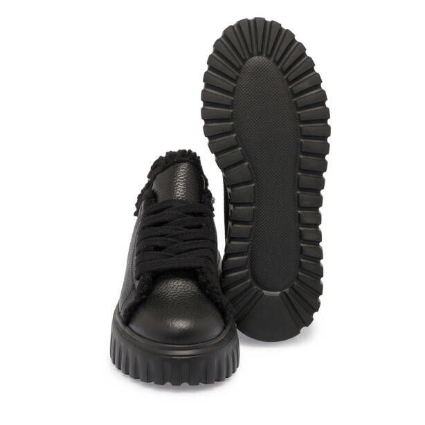 Siyah Deri Kadın Sneaker - K24S1AY67596-A41 - 4