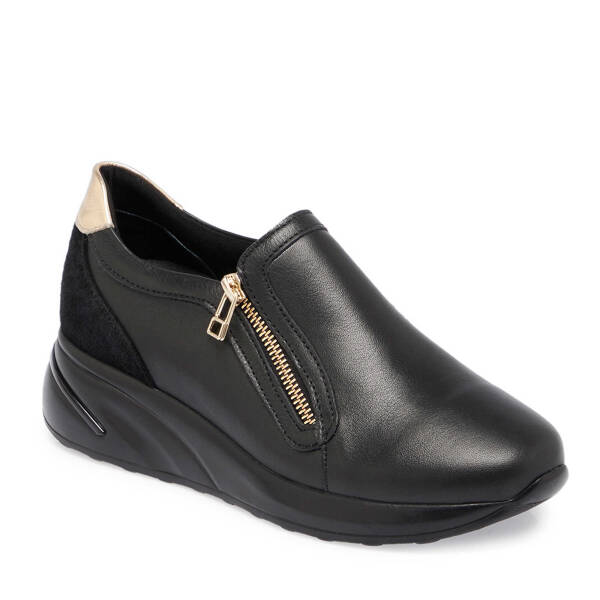 Siyah Hakiki Deri Kadın Sneaker - K24S1AY67722-A23 - 2