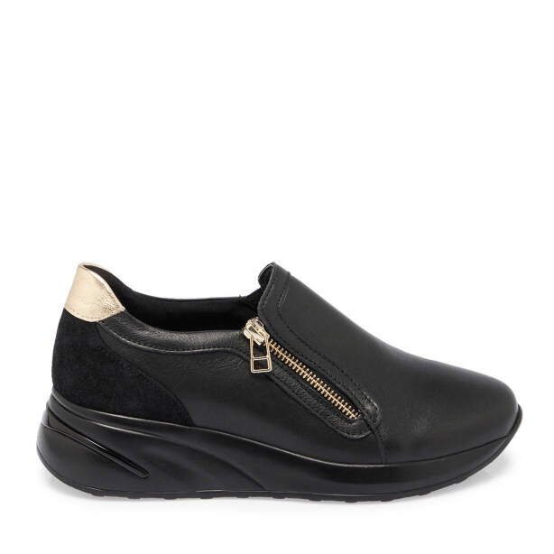 Siyah Hakiki Deri Kadın Sneaker - K24S1AY67722-A23 - 1