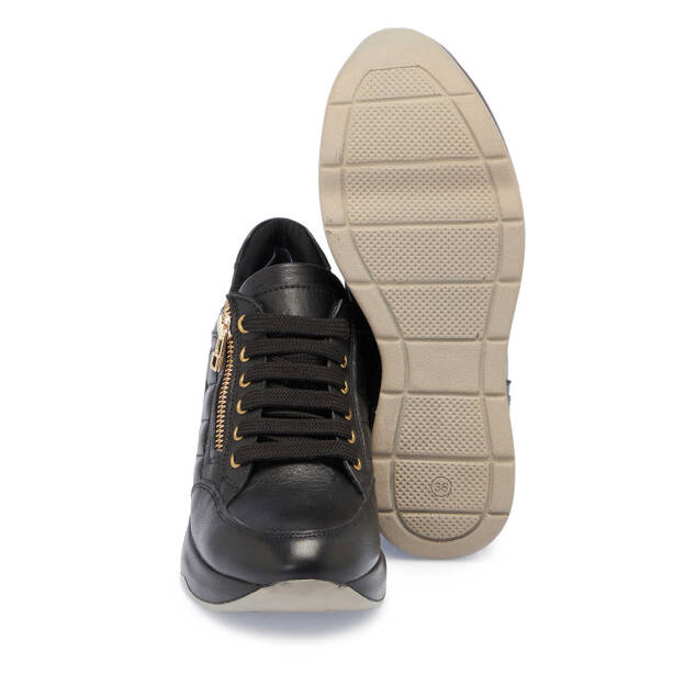 Siyah Deri Kadın Sneaker - K24S1AY67723-A23 - Tergan