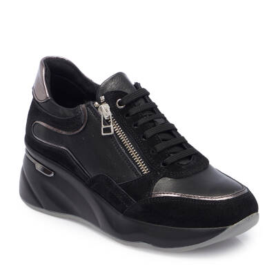 Siyah Deri Kadın Sneaker - K25I1AY67943-A23 