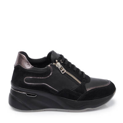 Siyah Deri Kadın Sneaker - K25I1AY67943-A23 - 3