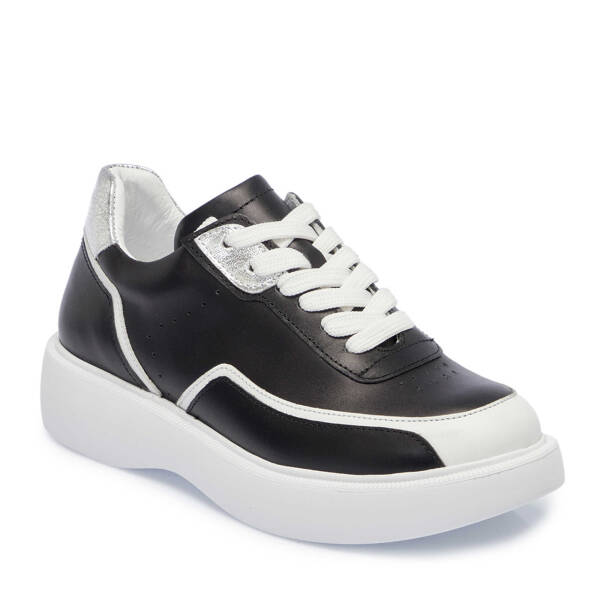 Siyah Hakiki Deri Kadın Sneaker - K25I1AY67996-A23 - 2