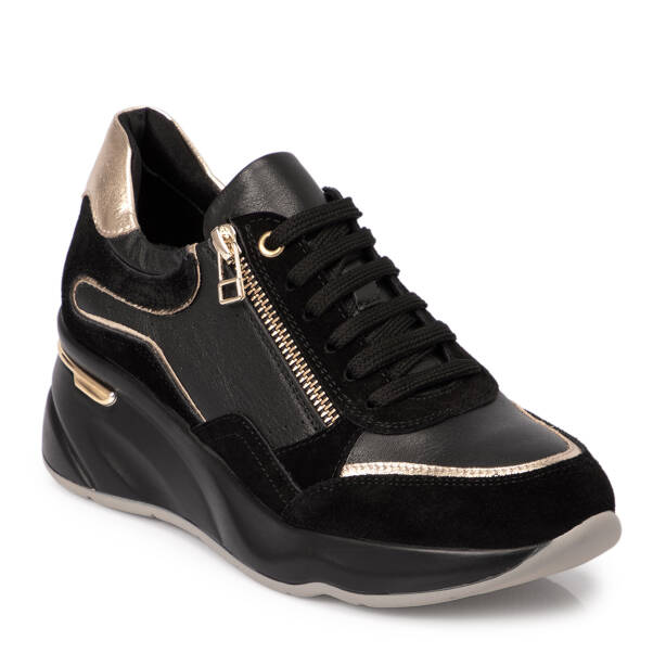 Siyah Deri Kadın Sneaker - K25S1AY68219-A23 