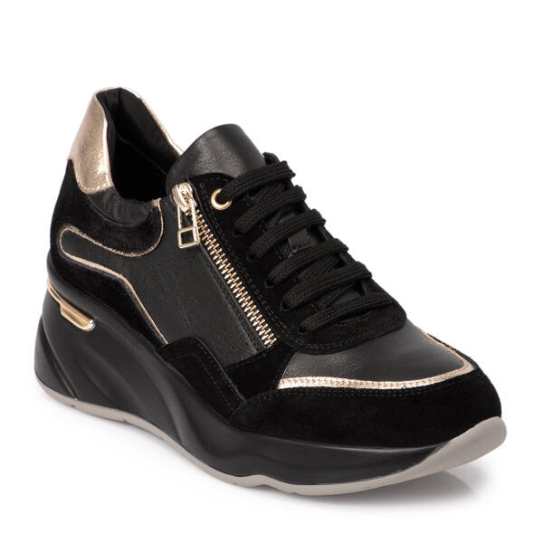 Siyah Deri Kadın Sneaker - K25S1AY68219-A23 - 1