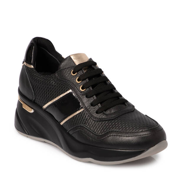 Siyah Deri Kadın Sneaker - K25S1AY68220-A23 - 1