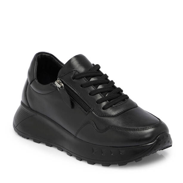 Siyah Deri Kadın Sneaker - K25S1AY68230-A23 - 1