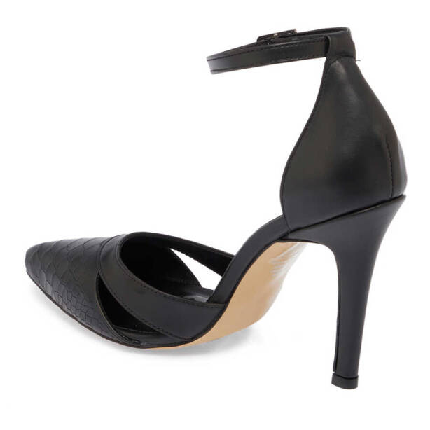 Siyah Deri Kadın Stiletto - K24I1AY67289-A23 - 2