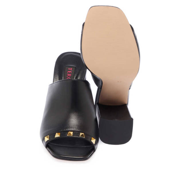 Siyah Deri Kadın Terlik - K24Y1TR67254-A23 - 4