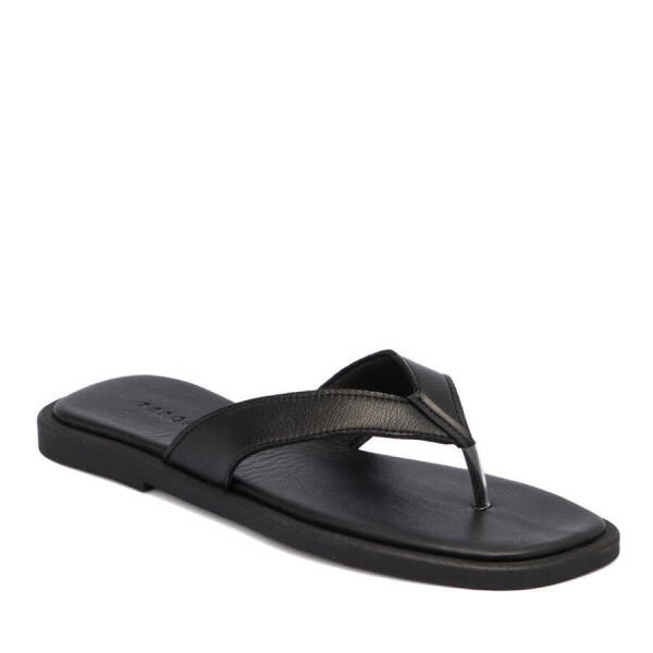 Siyah Hakiki Deri Kadın Terlik - K24Y1TR67437-A23 - 2