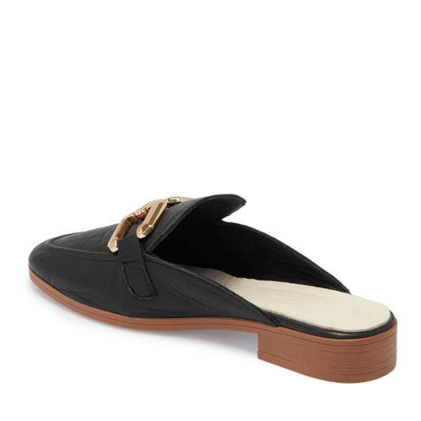 Siyah Deri Kadın Terlik - K24Y1TR67459-A23 - 2