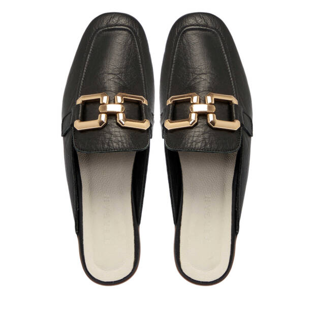 Siyah Deri Kadın Terlik - K24Y1TR67459-A23 - 5