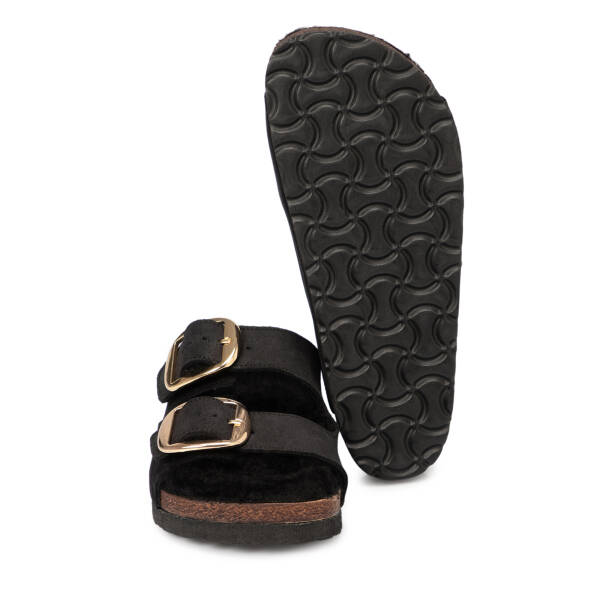 Siyah Deri Kadın Terlik - K25S1TR68375-A01 - 4